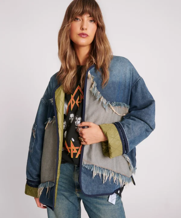 One Teaspoon Wadded Jacket - Memphis Light Star Denim