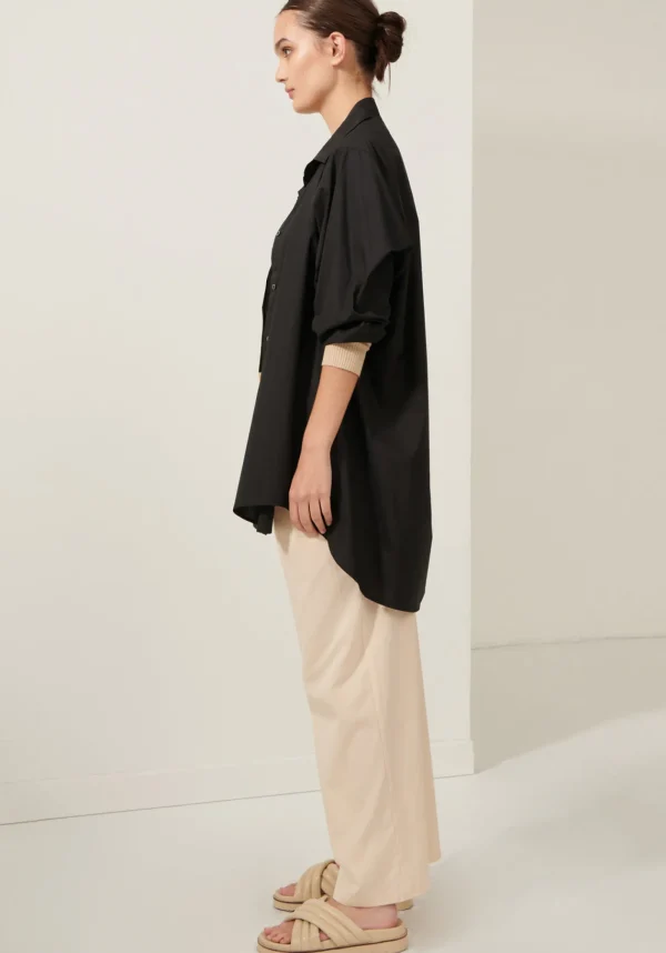 POL Lagoon Drape Back Shirt- Black