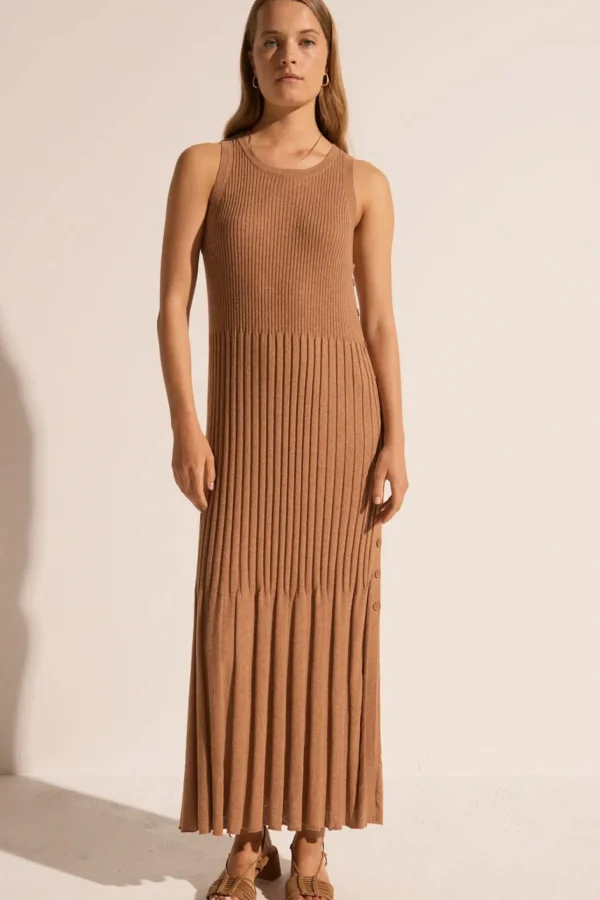 Pol Maui Ribbed Tanbk Dress- Toffee