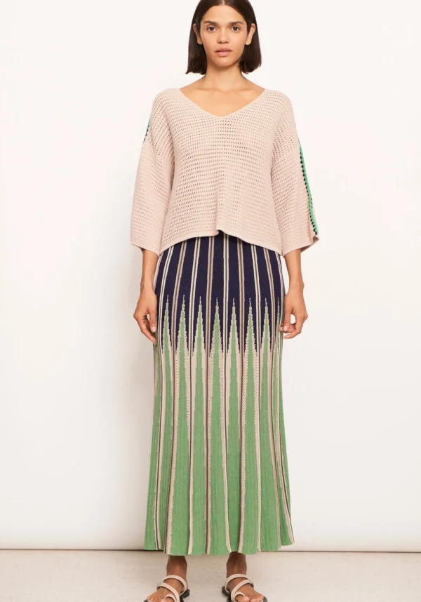 Pol Xander Crochet Tee - Pebble/Ink/Green
