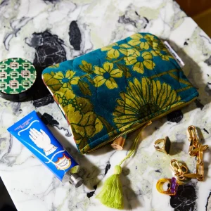 Sage & Clare Bernanda Velvet Pouch - Peacock