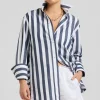 Shirty Andrea Oversized Boyfriend Shirt- Navy Stripe