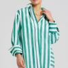 Shirty Andrea Oversized Boyfriend Shirt- Green Stripe