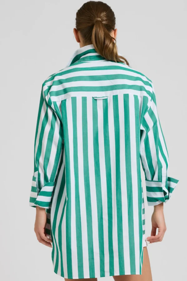 Shirty Andrea Oversized Boyfriend Shirt- Green Stripe