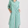 Shirty Andrea Shirtdress- Green wide stripe