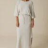 Talamaya Retreat Cotton Twist Skirt - Silver & White