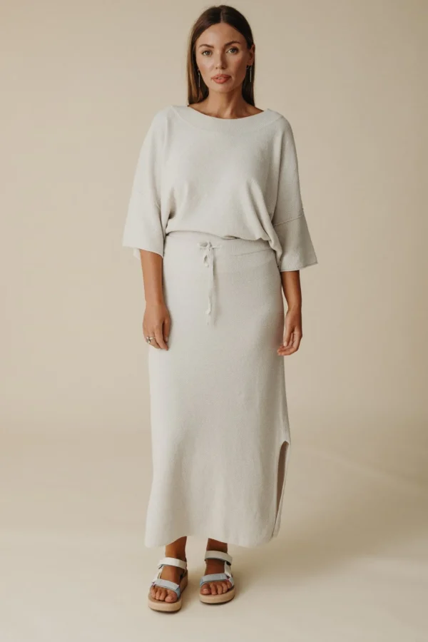 Talamaya Retreat Cotton Twist Skirt - Silver & White