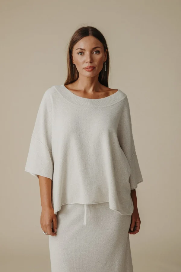 Talamaya Retreat Cotton Twist Tee Pullover - Silver & Salt