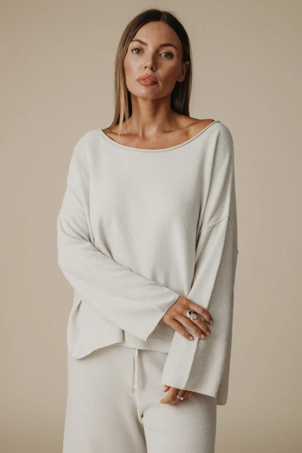 Talamaya Retreat Cotton Twist Pullover - Silver & Salt