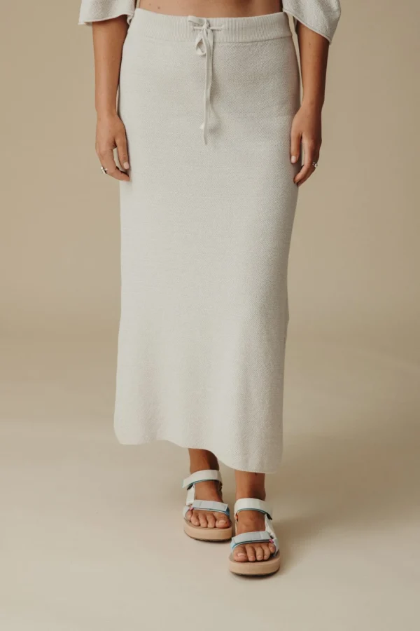 Talamaya Retreat Cotton Twist Skirt - Silver & White