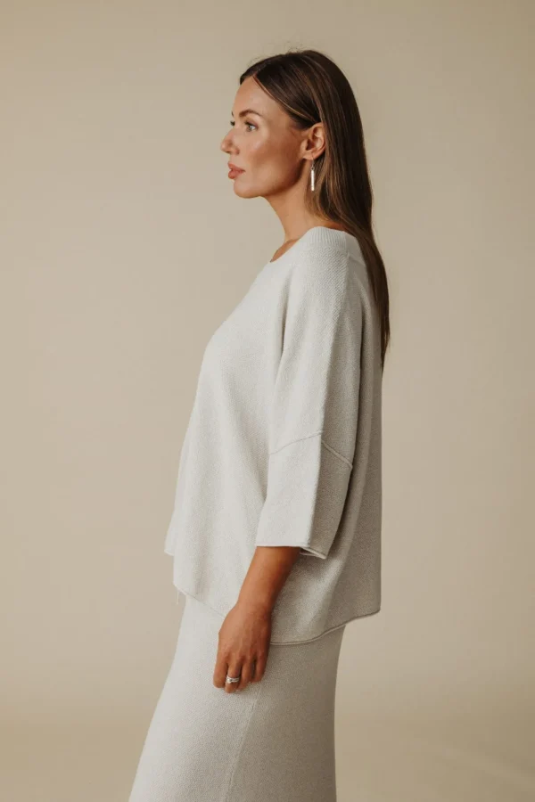 Talamaya Retreat Cotton Twist Tee Pullover - Silver & Salt