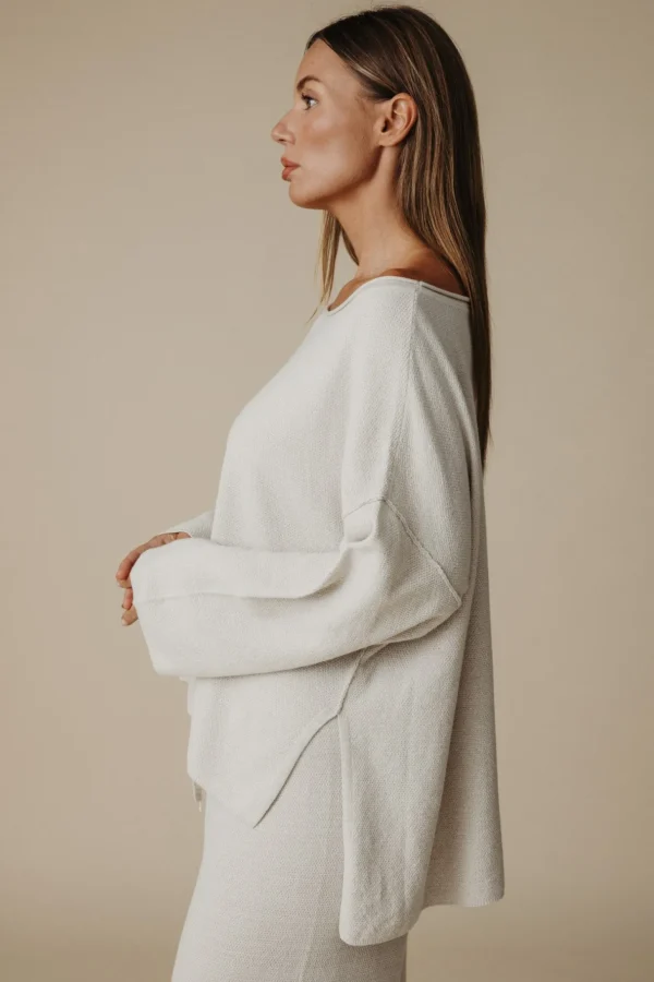 Talamaya Retreat Cotton Twist Pullover - Silver & Salt