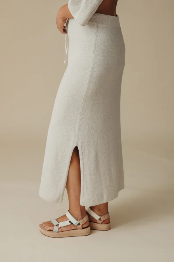 Talamaya Retreat Cotton Twist Skirt - Silver & White