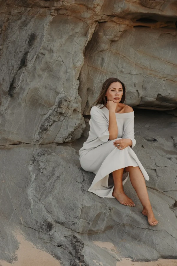 Talamaya Retreat Cotton Twist Skirt - Silver & White