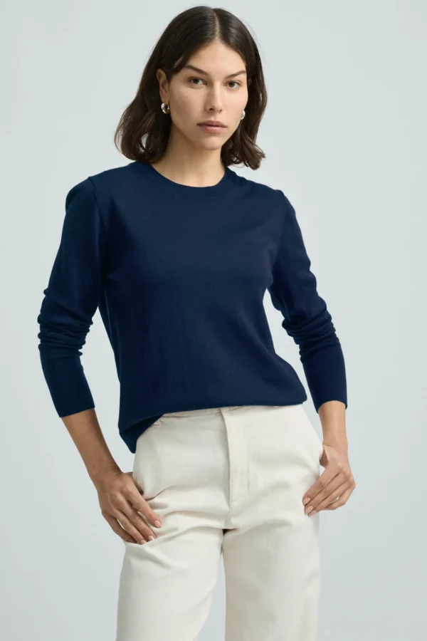 Toorallie Fine Merino Crew - Navy