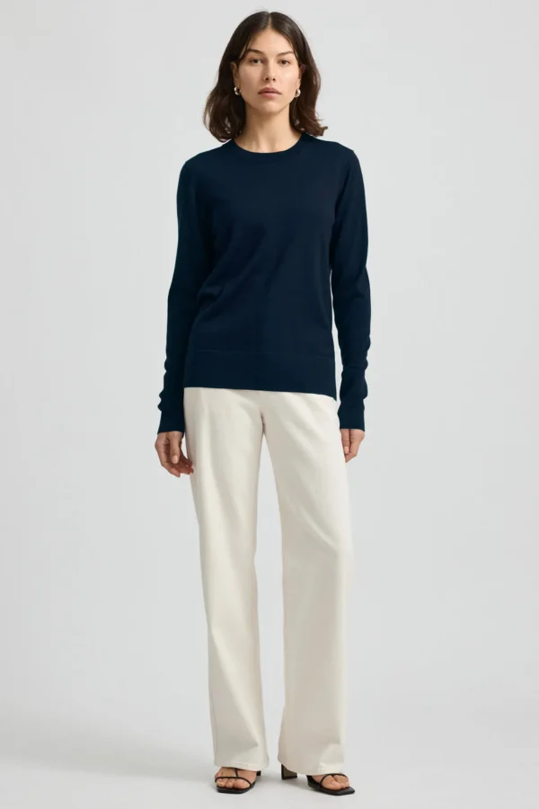 Toorallie Fine Merino Crew - Navy