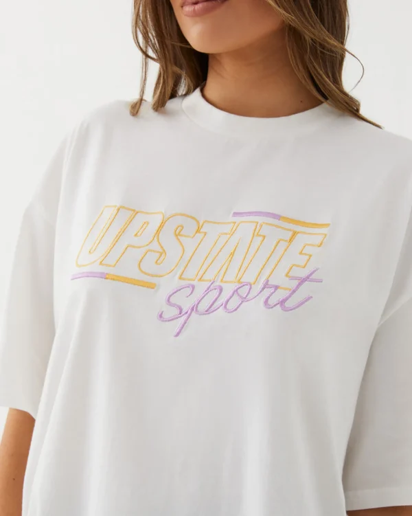 Upstate Hustle Tee- White Bars