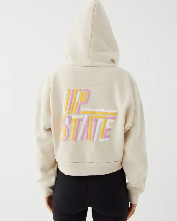 Upstate Zip Through Cropped Hoodie- Chalk Multi