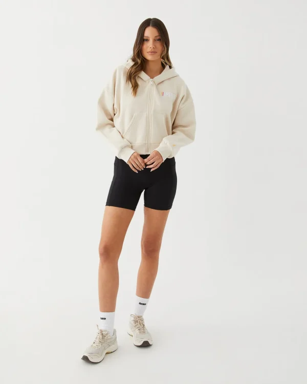 Upstate Zip Through Cropped Hoodie- Chalk Multi