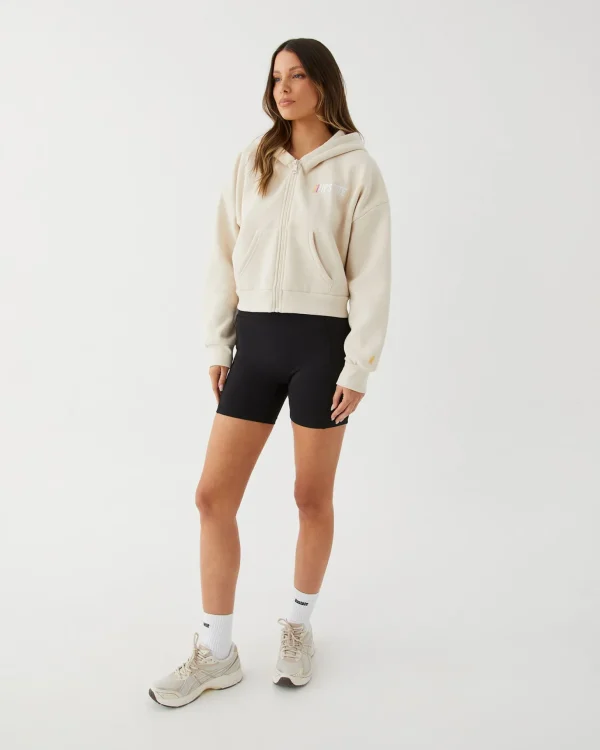 Upstate Zip Through Cropped Hoodie- Chalk Multi