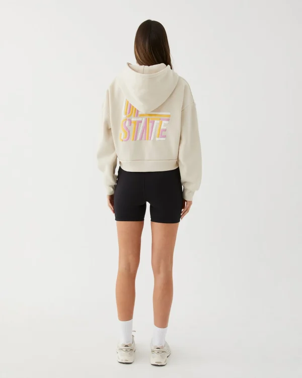 Upstate Zip Through Cropped Hoodie- Chalk Multi