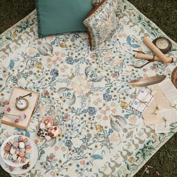 Wandering Folk Picnic Rug - Wonderland Sage